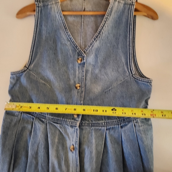 Vintage Denim Button Up Jean Dress 90s 1990s Cottagecore Boho Western Size Small - Picture 9 of 10